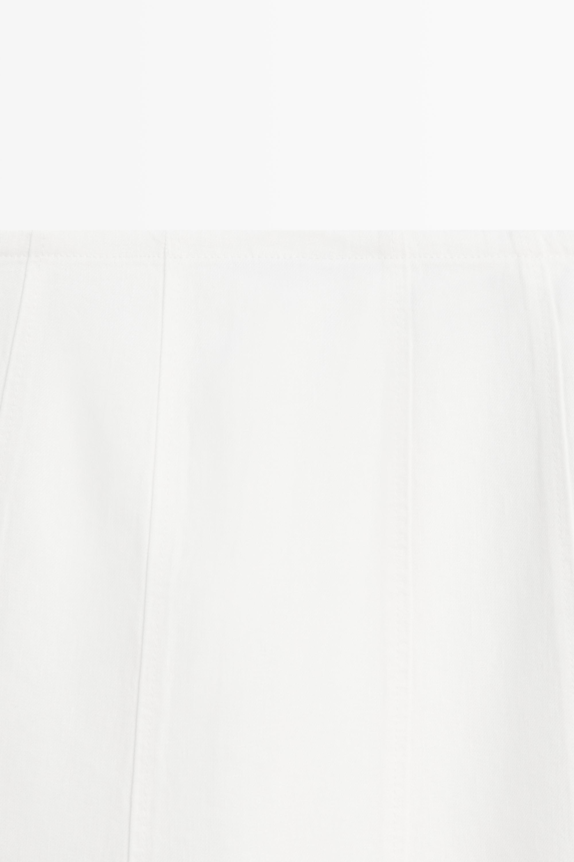 100% linen denim-effect midi skirt